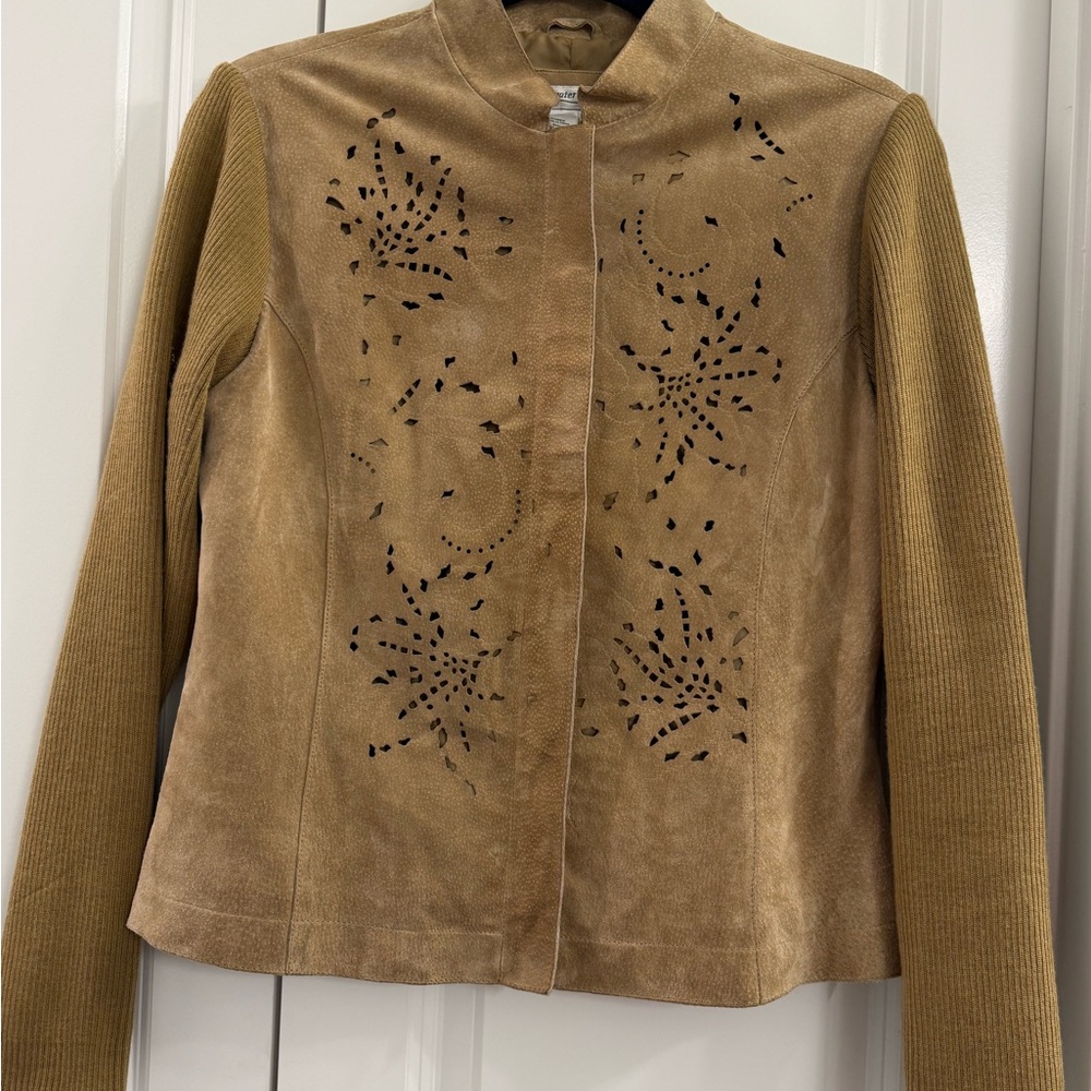 Coldwater Creek Women's Vintage Jacket M Patchwork, Boho, Hippie, Leather